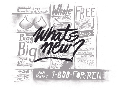 What's new? advertisement illustration pencil typography