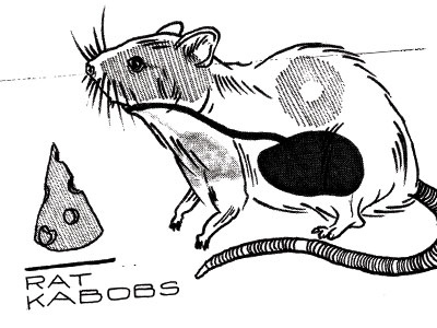 rat kabobs halftone illustration pen and ink zine