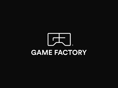 Game Factory black white branding factory game games gaming gf logo playing