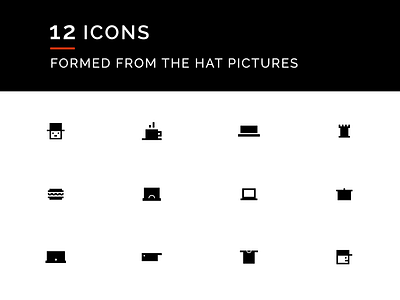 12 Icons bed burger cap chess coffee computer cook design football hat icon t shirt