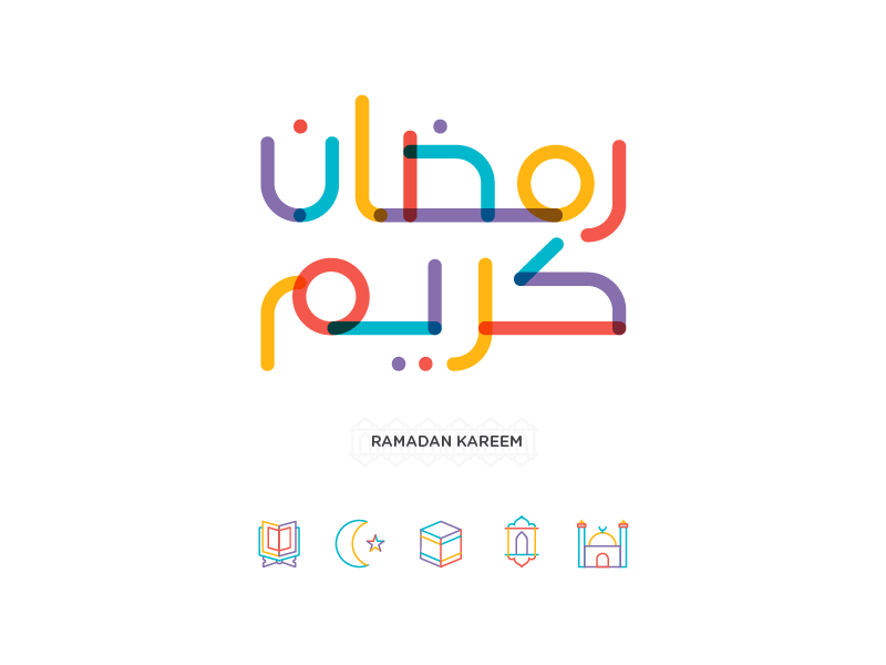 Colorful Ramadan Kareem Typography & Icons arabic typography arabic icon islamic icon ramadan icon ramadan typography colorful ramadan kreem ramadan