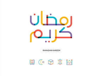 Colorful Ramadan Kareem Typography & Icons arabic icon arabic typography colorful islamic icon ramadan ramadan icon ramadan kreem ramadan typography
