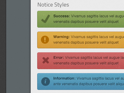 Notice Styles blue green icons notice styles red ui yellow