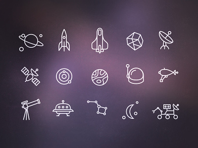 Space Icons alien future galaxy glyphs icon iconography icons moon space
