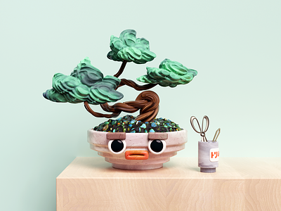 Bonsai Guy 3d abstract bonsai c4d eyes illustration japan plant surreal tree