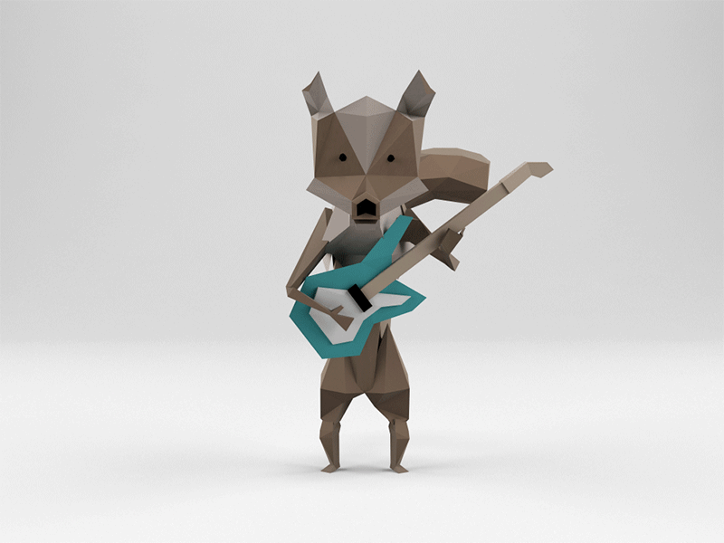 Clyde the Electric Geo Coyote 3d animation c4d character coyote geometric gif illustration low poly polygon