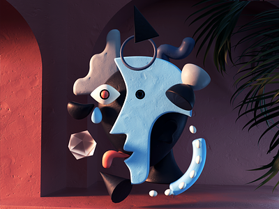 Harlequin 3d abstract c4d illustration moody picasso