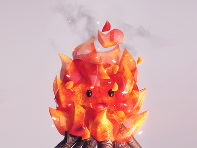 Happy Fire 3d autumn c4d character fire illustration nft