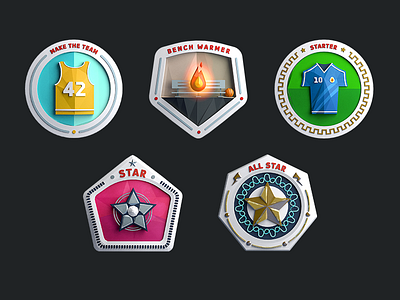 Sports Badges 3d app awards badges c4d emblems fitness icons illustration patch sports