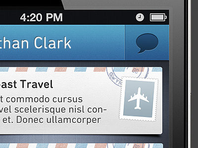 Communication iPhone App app blue buttons texture iphone mail stamp ui