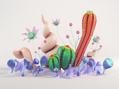 Technicolor Cacti 3d c4d cacti cactus concept art illustration octane