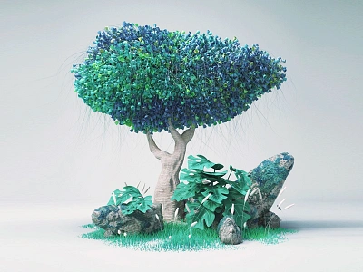 Flora + Fauna 3d c4d fauna flora illustration jungle octane rocks tree