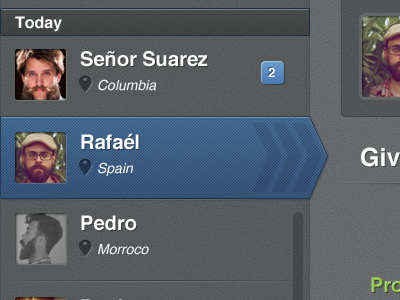 Vertical Nav arrows blue nav spanish names texture ui