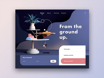 3D inspired UI 01 3d home homepage illustration landing objects plant ui website