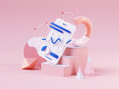 Pink DATA 3d c4d data illustration infographic low poly pink