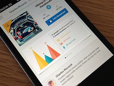 Stats Data app broadcast button color info graphic ios iphone photo ui video visual data