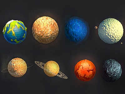Low Poly Planets 3d earth final fronteir illustration low poly planets polygons space