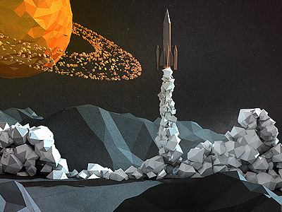 Low-Poly Lift Off 3d c4d exploration illustration lift off low poly planet polygon rocket ship saturn rocket