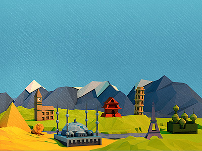 Poly City 3d c4d city culture illustration interests landmarks low poly mountains polygon world