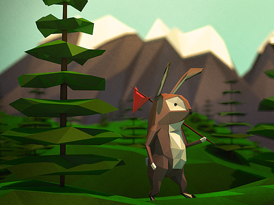 Low-Poly Walkabout 3d adventure c4d hare illustration low poly polygon rabbit walkabout