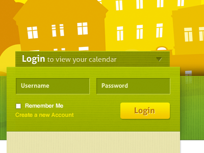 Login Pannel button form green login orange ui yellow