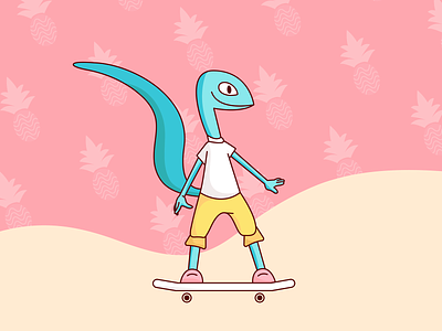 Lizard skater adobe ilustrator artwork character characterdesign cute design designer dragon flat graphic design illustration illustrator lizard skate vector