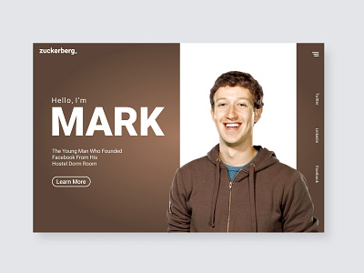 Mark Zuckerberg Ui Landing Page Design creative damilola emmanuel akinosun design facebook founder landing page mark zuckerberg uidesign uidesigner userinterface ux web