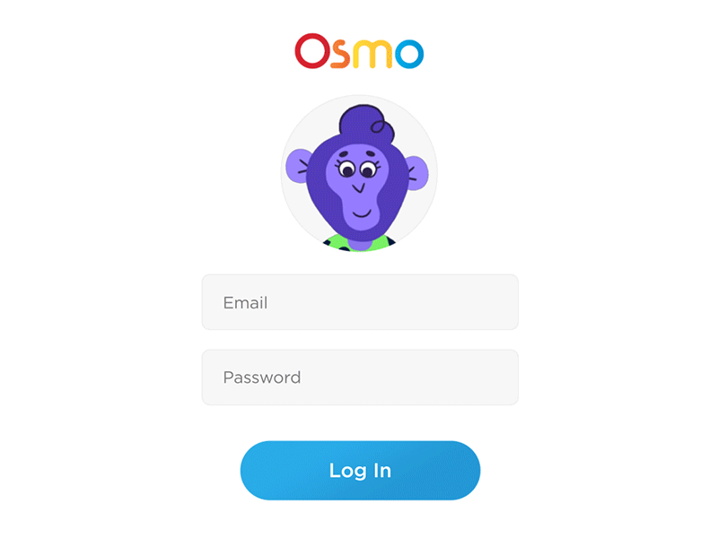 Osmo Character Login animation form funny gif interactive login monkey ui ux