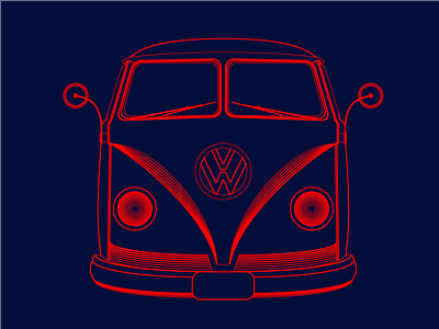 Volkswagen old van - line art
