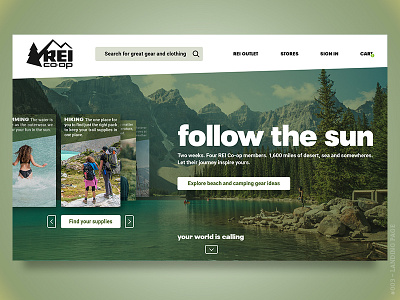 Daily UI: #003 Landing Page Update camping daily ui landing page outdoors rei shopping ui website