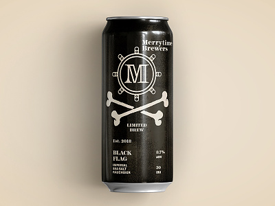 Merrytime Brewers Limited Brew beer beer branding black flag branding crossbones nautical packaging pirate pirates sailing typogaphy