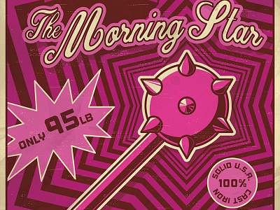 An Inconvenient Arsenal Poster Morning Star illustration iron mace morning star pink screenprint vector weapon