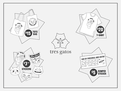 Tres Gatos Design Price Menu branding cat design flat illustration logo vector