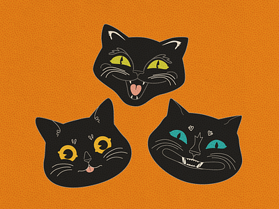 Tres Gatos Negros cat design flat halloween illustration vector