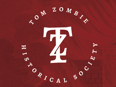 Tom Zombie Monogram historical society logo monogram rtraction zombie