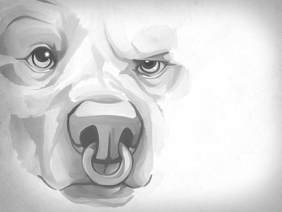 Greyscale Bear Face animal bear companion digital digital painting expression greyscale painting piercing portrait sai wacom