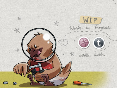 Spunqi Website - WIP Header in Portfolio bird cartoon dribbble icons illustration portfolio spunqi tumblr website wip works in progress