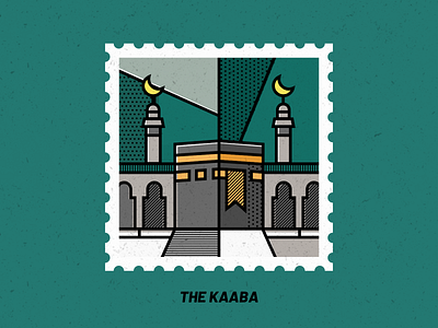 The Kaaba building design illustration stamp design