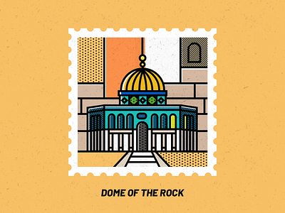 Dome of the Rock building design illustration stamp design