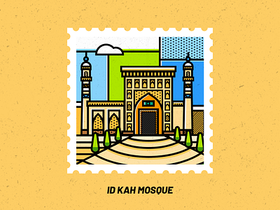 Id Kah Mosque city design illustration stamp stamp design