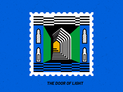 The door of light city design door faith illustration stamp stamp design