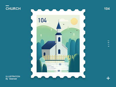 Church design illustration stamp ui