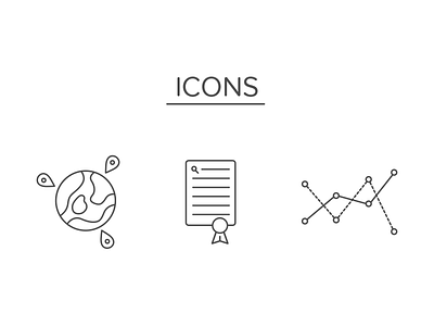 Draft Icons globe graph icon set icons linework patent