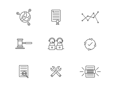 Draft Icons - Full globe graph icon set icons linework patent