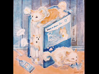 Bookstore shibas! art book bookstore commission cute design dog doge painting product shiba watercolor