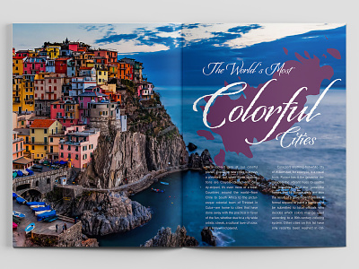 "The Worlds Most Colorful Cities" Magazine Spread 2 cinque terre cities colorful italy magazine magazine spread opening spread spread