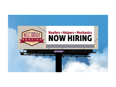 Roofing Company Billboard 2 ad advertisement advertising billboard company hiring now hiring ooh out of home out of home out of home media out of home media outdoor advertisement outdoor advertising roof roofing unrolled