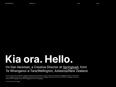 dan.newman.is black portfolio site