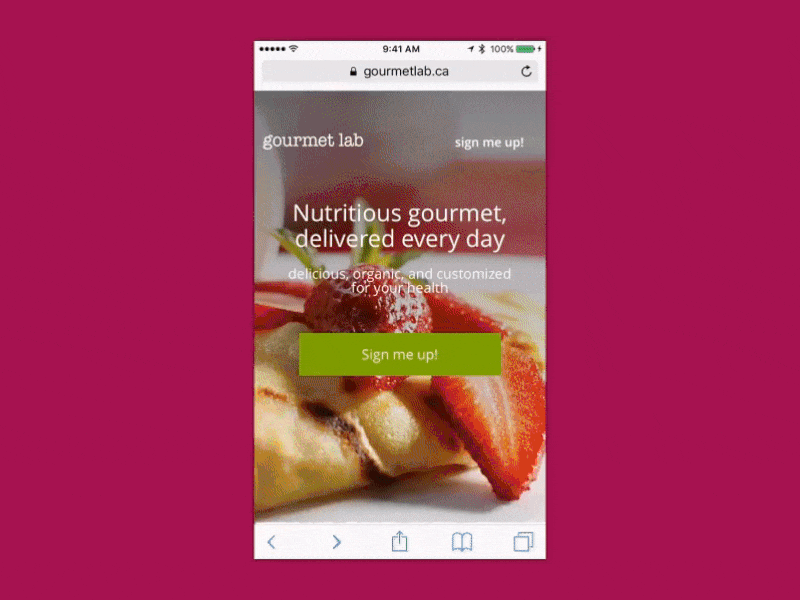 Gourmet Mobile Web gl gourmet lab gourmetlab gourmetlabs landing landing page meal plans mobile web one pager plans