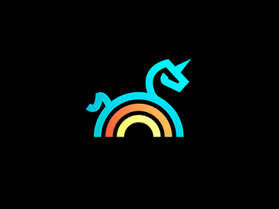 Unicorn1 app branding design flat icon identity illustration logo rainbow unicorn virtual reality vr